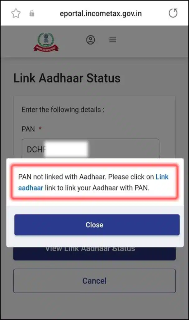 Link Aadhar Status