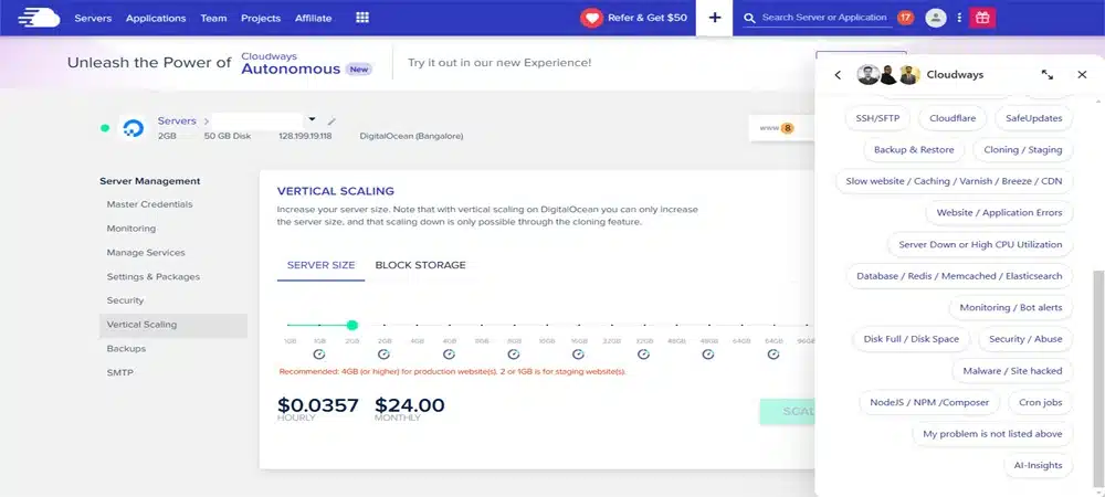 Cloudways provides 24/7 Customer Support